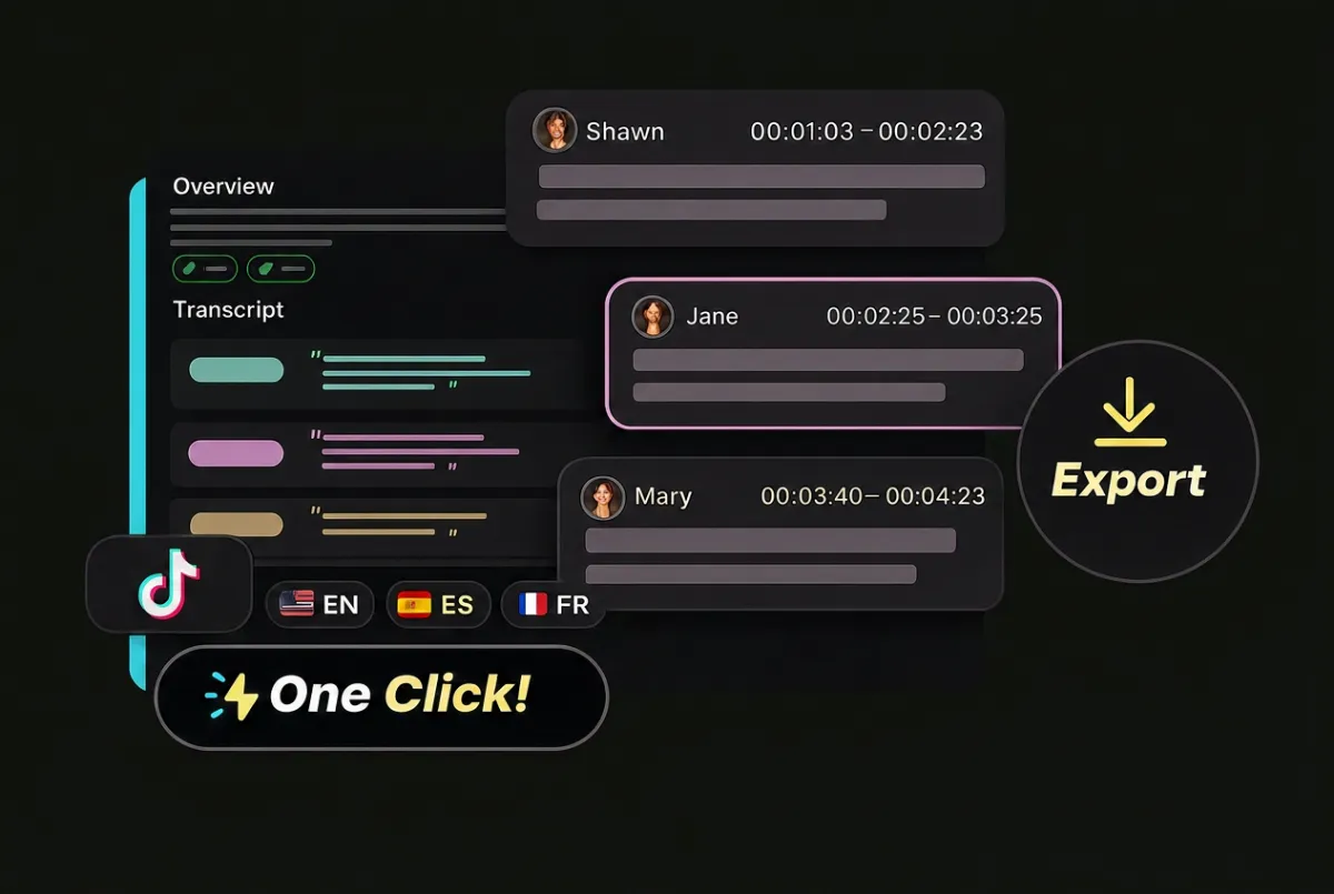 One-click download subtitles or export TikTok-ready videos with WayinVideo